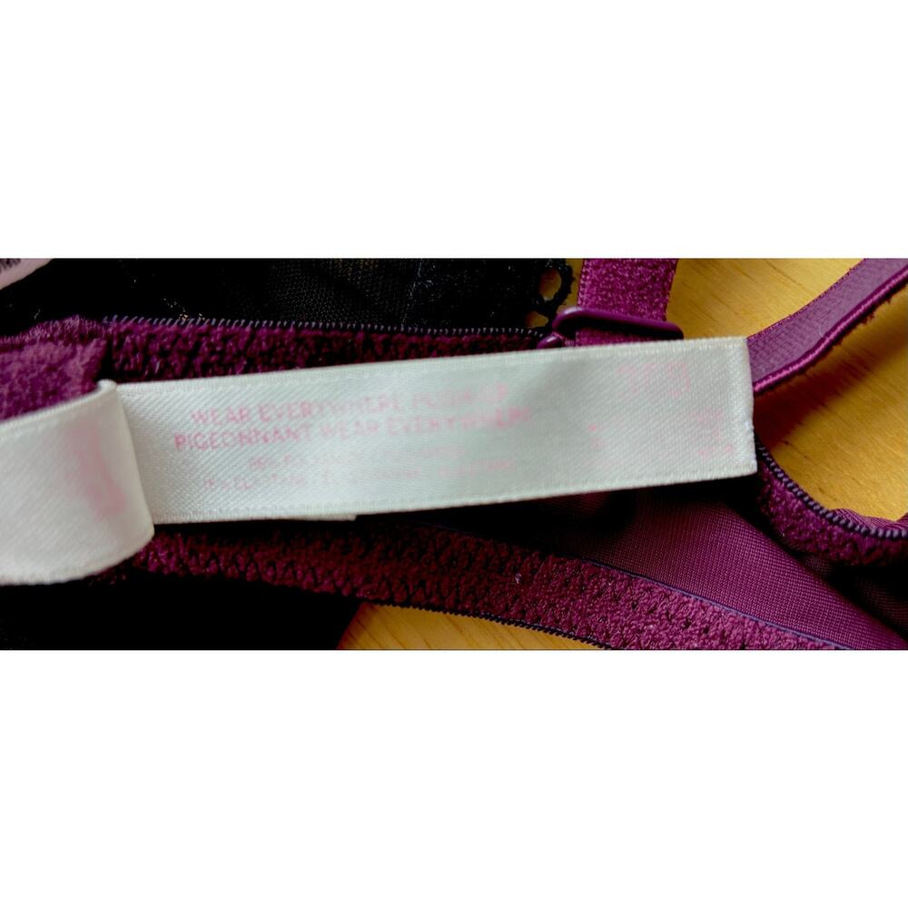 Victoria's Secret Bra and PINK Bra 36B Padded Pushup Black and Burgundy - Picture 6 of 8